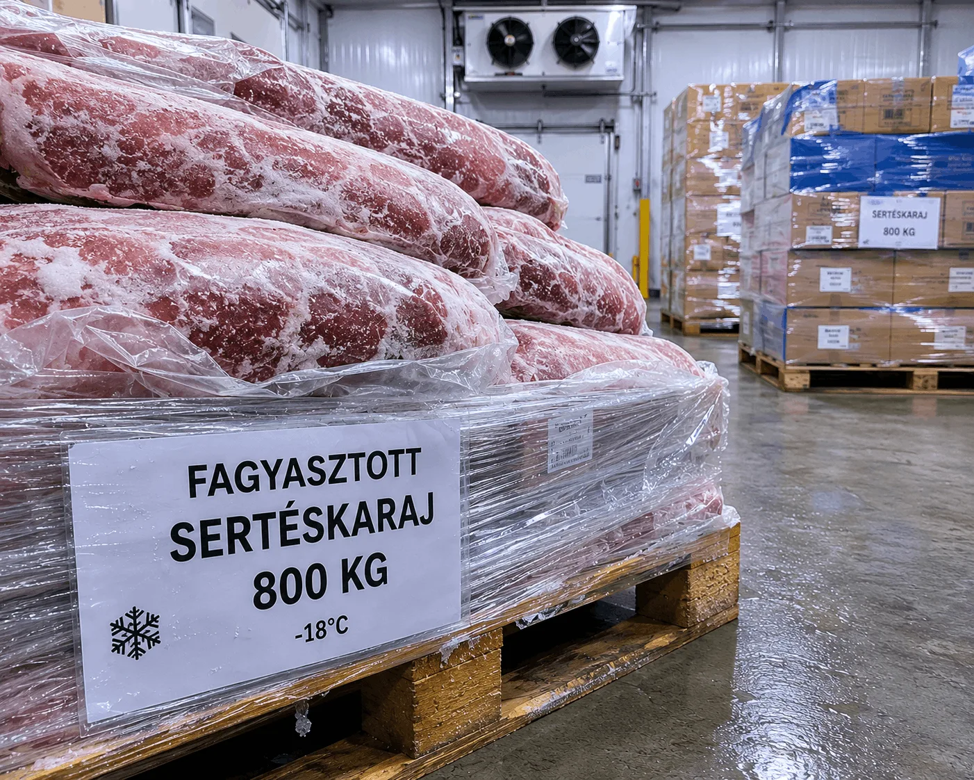 Fagyasztott sertéskaraj — 800 kg raklap