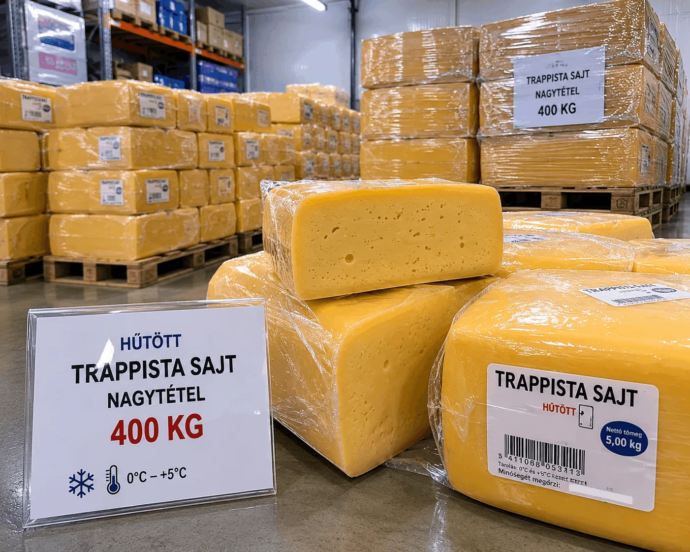 Hűtött trappista sajt nagytétel — 400 kg